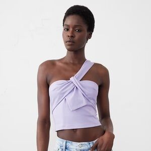 Banana Republic Knotted One Shoulder Cropped Bustier Lilac Purple XS